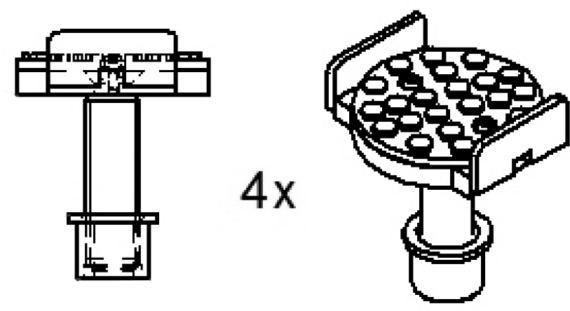 Supports pour prise sur chassis | réglable | queue Ø 45 mm | 1 jeu / 4 pièces