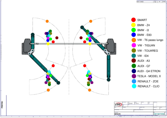 2 post lift KPX35 Pickup matrix 0473 0700 0 02 