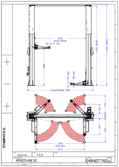 2 post lift KPH37045K TD X0 0484 0774 0 00 