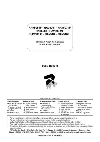 Scissor lifts RAV505IF RAV506I RAV507IF RAV508I MI RAV509IF RAV510 I SP 0580 R020 rev6 multi 2007 