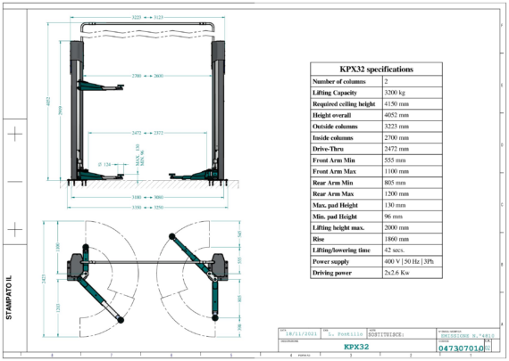 2 post lift KPX32 TD 0473 0701 0 02  