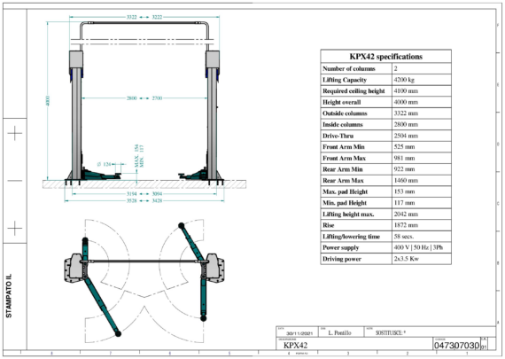 2 post lift KPX42 TD 0473 0703 0 01  