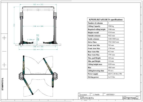 2 post lift KPX55LIKTA TD 0473 0704 0 02  