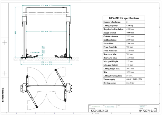 2 post lifts KPX42LIK ELIK TD 0473  00  2023 