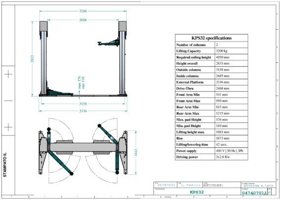 2 post lift KPS32 TD 0474  01  2023 