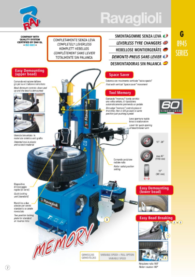Tyre changers G8945 Series BR multi  
