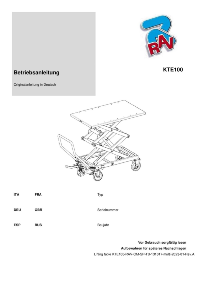 Lifting table KTE100 RAV OM SP TB 131017 multi  RevA