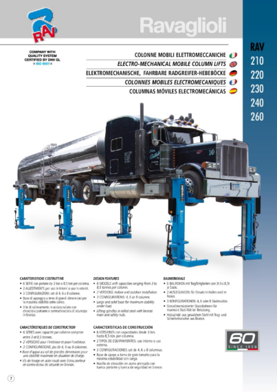 Mobile Column Lifts RAV 212N 222NL 232NL BR  