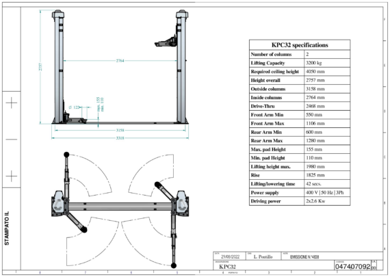 2 post lift KPC32 TD 0474  00  