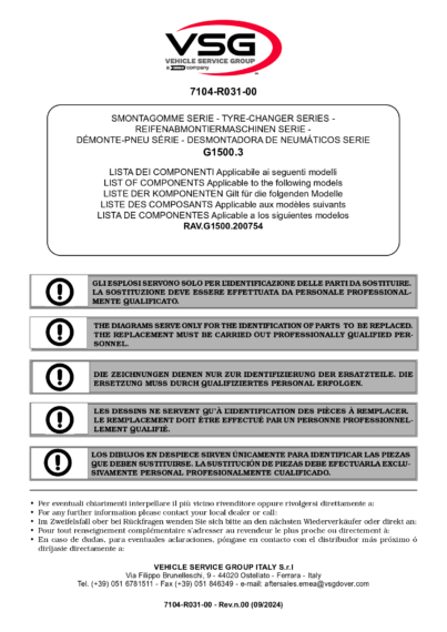 Tyre changer RAVG1500 SP 7104 R031 00 VSG rev00 multi 