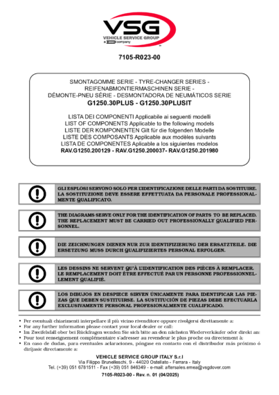 Tyre changer RAVG1250 SP 7105 R023 00 VSG rev01 multi 