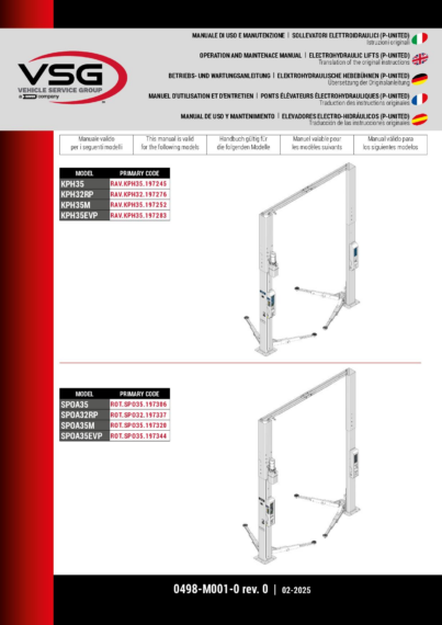 2 post lift KPH35 KPH32RP KPH35M KPH35EVP SPOA35 SPOA32RP SPOA35M SPOA35EVP IM 0498 M0010 multi 