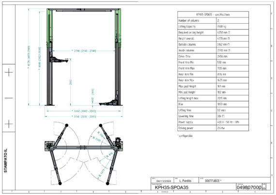 2 post lifts KPH35 SPOA35 TD 04980700 2024 