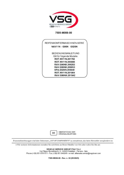 Tyre changer ROTNV11N–RAVG96NX SPAG526N IM 7505 M008 00 VSG rev02