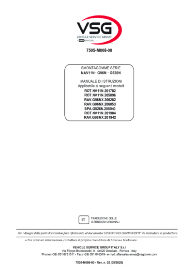 Tyre changer ROTNV11N–RAVG96NX SPAG526N IM 7505 M008 00 VSG rev02