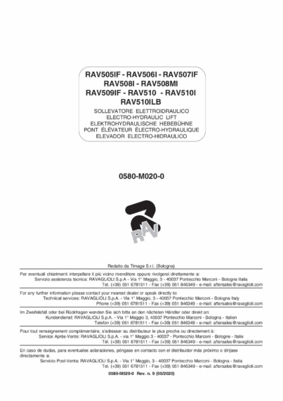 DOUBLE SCISSOR LIFTS RAV505 IF RAV506 I RAV507 IF RAV508 I MI RAV509 IF RAV510 I ILB 0580 M020 0 REV9 MULTI IM OM