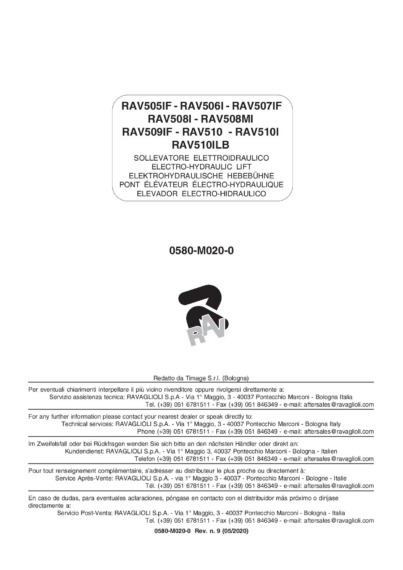 DOUBLE SCISSOR LIFTS RAV505 IF RAV506 I RAV507 IF RAV508 I MI RAV509 IF RAV510 I ILB 0580 M020 0 REV9 MULTI IM OM 