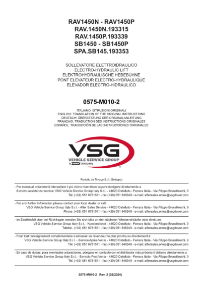 Scissor Lifts RAV1450N RAV1450P RAV1450N193315 RAV1450P193339 SPASB1450 SPASB1450P SPASB145193353 IM 0575 M010 2REV2 multi 