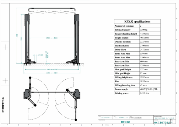 2 Post Lifts KPX32 TD 047307011 2021