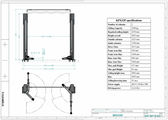 2 Post Lifts KPX32P TD 047307231