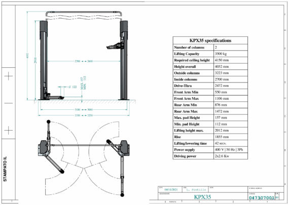 2 Post Lifts KPX35 TD 047307001 2021