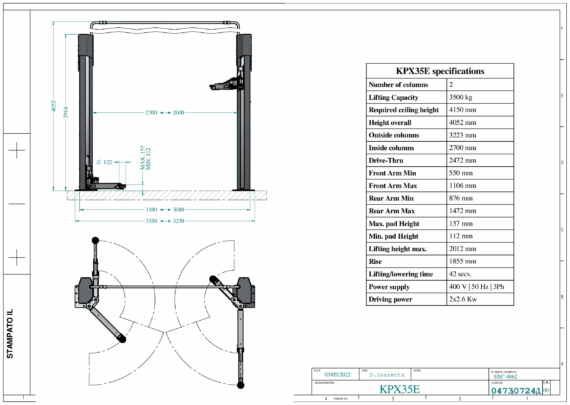 2 Post Lifts KPX35E TD 047307241