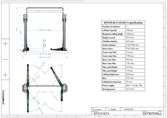 2 Post Lifts KPX55LIKTA TD 047307040 2021 