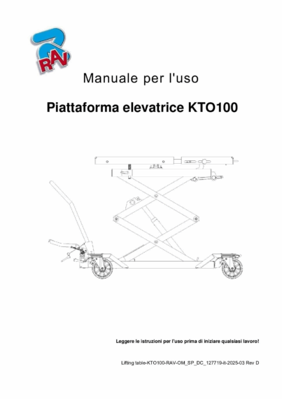 Lifting table KTO100 RAV OM SP DC 127719 Rev D