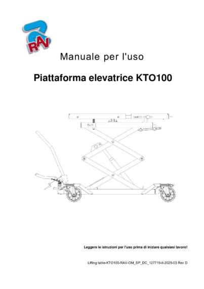 Lifting table KTO100 RAV OM SP DC 127719   Rev D