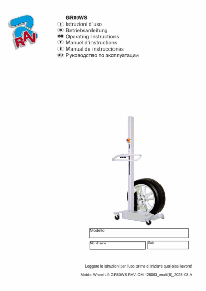 Mobile Wheel Lift GR80WS RAV OM 126053 multi(6) A