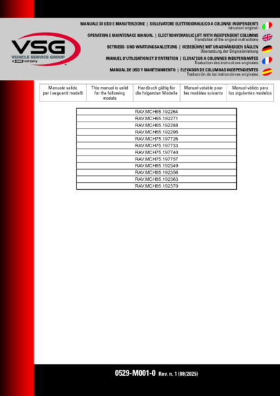 Mobile Column Lifts Alpha Series MCH65 MCH75 MCH85 IM 0529 M001 0 Rev1 multi 