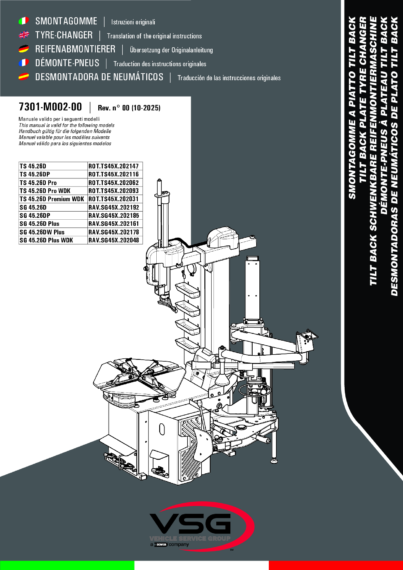 Tyre Changers ROTTS45 RAVSG45 IM 7301 M002 00 VSG rev00 MULTI 2025 