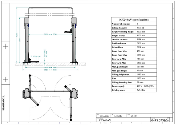 2 Post Lifts KPX40AV TD 04730739 01