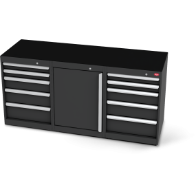 Workbench set  drawers, 1-door | RAL 9005 | 1800 x 600 x 900 mm