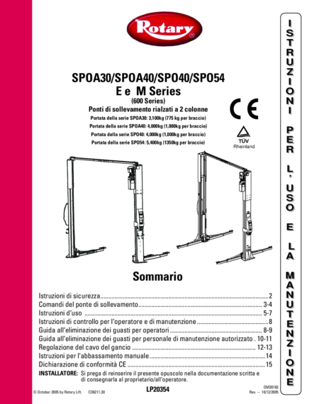 2 post lift spoa 30 40 spo 40 54 m e 600  om20183  2005  