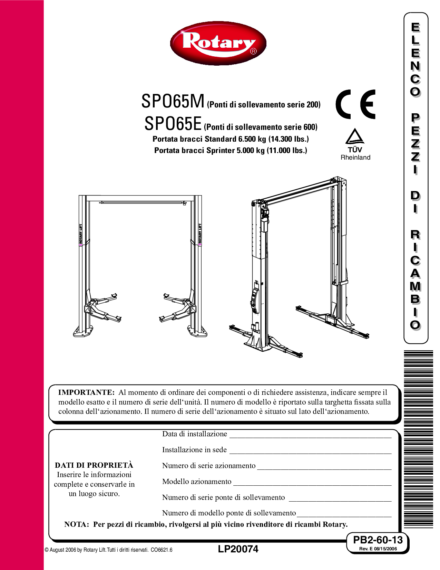 2 post lift spo 65 e  pb26013  