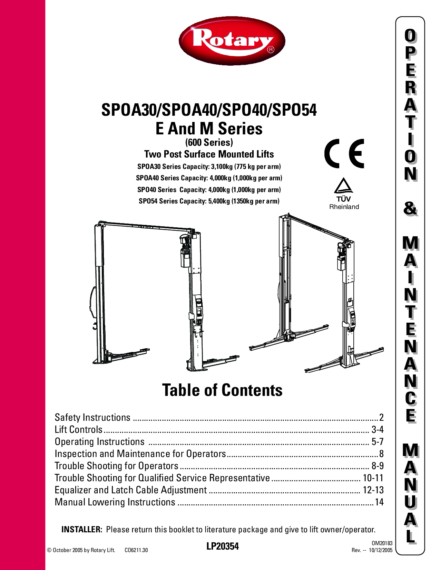 2 post lift spoa 30 40 spo 40 54 m e 600  om20183   a