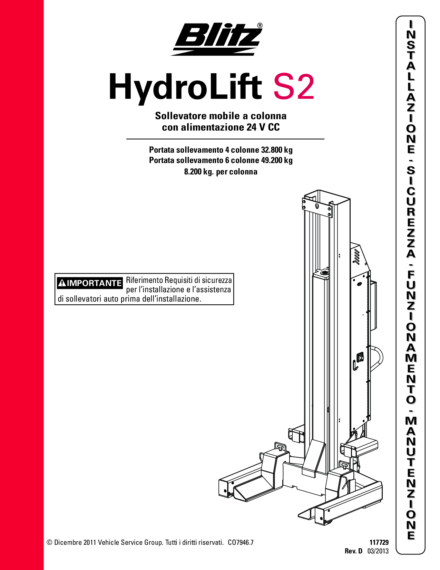 Mobile column lift hydrolift s2 8 2c2   117729   rev d