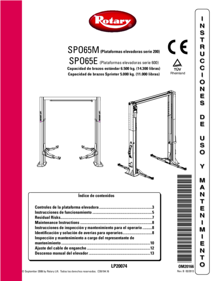 2 post lift spo 65  om20166  