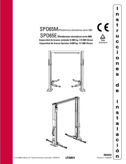 2 post lift spo65e im in20334  