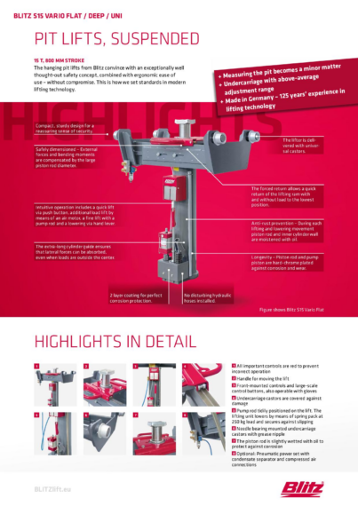 Pit lift suspended blitz s15 vario  126789   