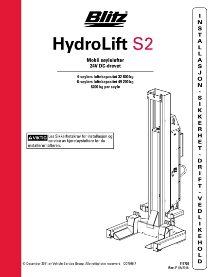 Mobile column lift hydrolift s2 8 2c2   no  rev e