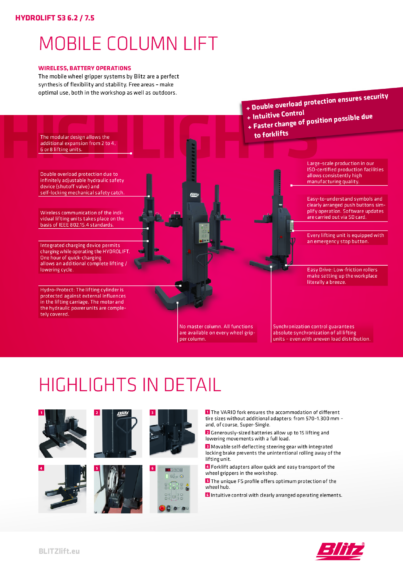 Mobile column lift hydrolift s3 6 2 7 5  127067   