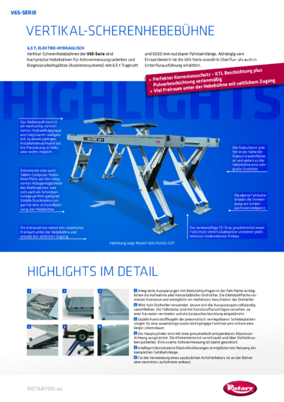 Vertical scissor lift v65 models  127835   