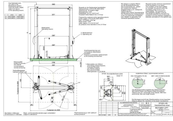 2 Post Lift SPO65E LWB 8614