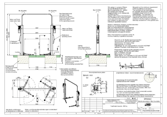 2 Post Lift SPOA3LX Block Foundation