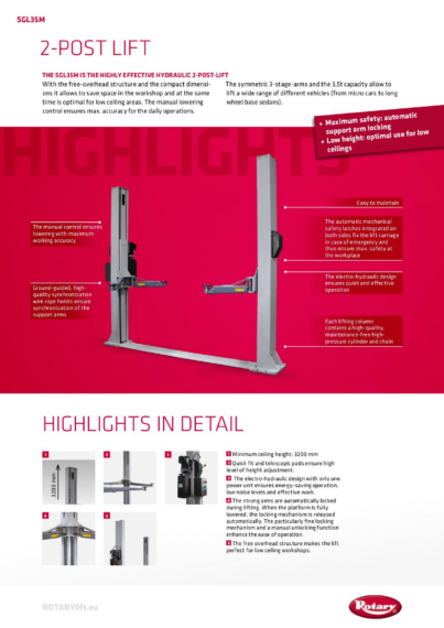 2 Post Lift SGL35M BR 131256   