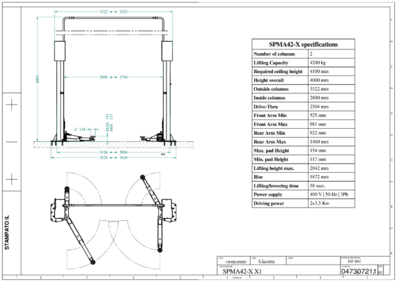 2 post lift SPMA42 X TD 0473  01  2023 