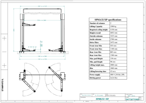 2 post lift SPMA32 XP TD 0473 0706 0 01  2023 