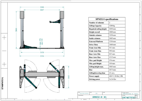 2 post lift SPM32 S TD 0474  01  2023 